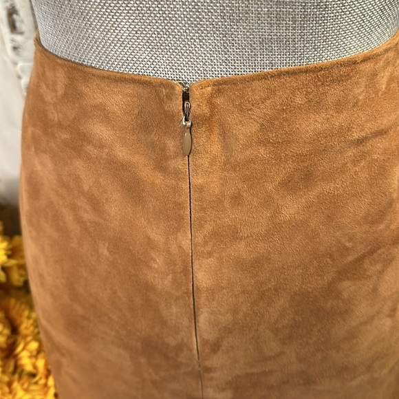 VS2 100% Camel GOAT Suede Ruffled Hem Cowgirl Boho Prairie Peasant Skirt S/12 - Picture 7 of 9